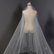 新娘头纱仙美蕾丝长款拖尾遮面花边韩式婚纱结婚3米软纱遮面头纱
