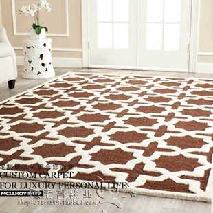 高档时尚欧式格子现代地毯客厅，茶几沙发地毯，卧室床边手工腈纶地毯