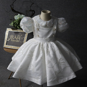 周岁短袖西装裙白色亮片钢琴古筝汇演团体表演公主裙蓬蓬裙