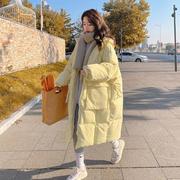奶黄色棉服女中长款2022冬季棉袄，韩版宽松棉衣加厚保暖外套潮