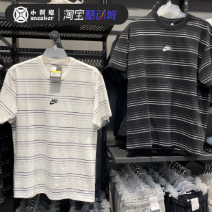 耐克nikesportswear条纹运动休闲短袖男女，t恤衫db6532-010-100