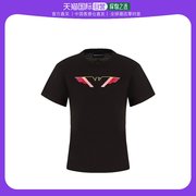 香港直邮EMPORIO ARMANI 女士黑色老鹰翅膀图案短袖T恤 6H2T7J-2J