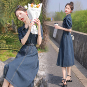 大量2024夏季女装牛仔连衣裙韩版时尚气质显瘦裙子