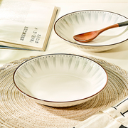 日式家用盘子菜盘简约陶瓷碗碟套装碗盘餐具深盘碟子方盘高级感