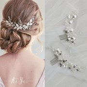韩式造型银叶手工绕线蔓藤精致小发梳新娘，头饰婚纱礼服跟妆造型配