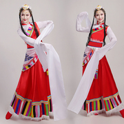 藏族舞蹈演出服少数民族西藏水袖长裙服装广场舞表演服女成人