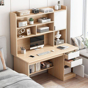 书桌书架组合带书柜，简约电脑桌子学生家用简易台式写字桌实木现代