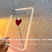 酒红简约爱心适用于苹果ipadmini6透明pro，air412.911亚克力个性ipad平板，保护壳卡通创意mini6韩国2021