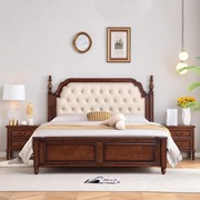 美式轻奢实木床主卧室双人大床现代简约欧式真皮软包高箱储物婚床