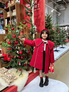 韩国童装2023冬季女童毛呢外套圣诞年款洋气娃娃领中大童呢子大衣