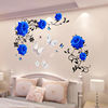 蓝玫瑰贴纸温馨客厅，墙纸贴画墙面墙贴浪漫卧室自粘贴花房间装饰品