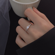 925纯银戒指女小众设计高级感结婚仿钻戒轻奢生日礼物送女友求婚