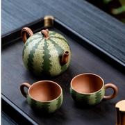 原矿紫砂壶全手工小茶壶高端花器小品段泥西瓜壶薄胎高端茶具套装