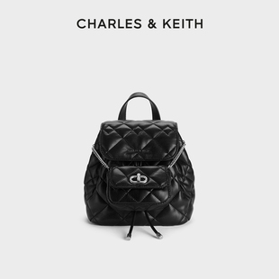 CHARLES&KEITH24春夏CK2-60151400菱格大容量柔软多用双肩包