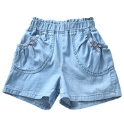 女童牛仔短裤夏季洋气薄款时髦儿童热裤纯棉，o高腰中大童休闲沙滩