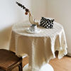 纯色法式复古桌布米色蕾丝针织轻奢书桌台布圆桌布茶几餐桌盖布