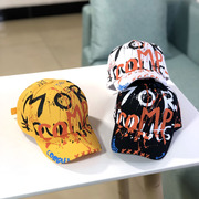 2020男童帽子春秋，韩版时尚女童潮街涂鸦鸭舌帽，儿童百搭棒球帽