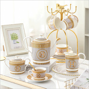 欧式陶瓷轻奢骨瓷咖啡具套装高颜值英式复古下午茶陶瓷杯茶壶宫廷