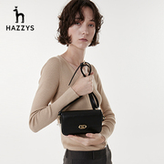 Hazzys哈吉斯秋季黑色休闲包包女士潮流斜挎包小容量女包