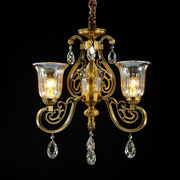 澳米铜灯欧式水晶吊灯客厅卧室灯具简欧复古铜灯美式全铜吊灯