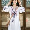 西藏云南民族风长裙刺绣棉麻白裙度假出游连衣裙超仙旅行女装