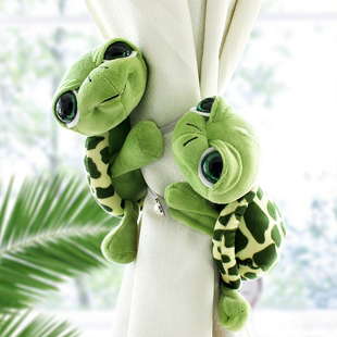 韩式卡通窗帘扣大眼龟小乌龟公仔创意绑带可爱卧室系带扣一对