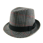 BEAMS日本儿童帽子潮经典格纹英伦羊毛呢礼帽日单小檐复古绅士帽