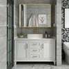 轻奢浴室柜实木智能美式洗手台北欧橡木落地卫浴柜组合台上盆镜柜