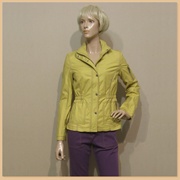 女装迪妮芥末黄色纯棉外套，春秋款休闲修身显瘦夹克
