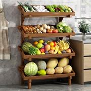 家用厨房果蔬置物架落地式多功能收纳神器实木简易靠墙储物架