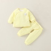 新生婴儿衣服秋冬季夹棉加厚两2三4个月初生宝宝和尚分体套装冬天