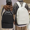 质感pu皮双肩包男大容量纯色，百搭高中大学生书包，女旅行电脑背包潮