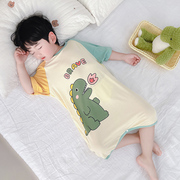 男童恐龙连体睡衣夏款男宝宝，莫代尔睡袋防着凉儿童夏季薄款空调服