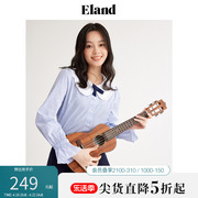 eland衣恋甜美可爱蝴蝶结，喇叭袖白色衬衫，女温柔上衣春夏款