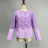 品牌折扣紫罗兰长袖外套，女春秋小香风，蕾丝绣花单排扣圆领紫色上衣