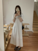 chan custom白色泡泡袖连衣裙女夏季法式度假风温柔宽松长裙子
