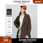 teenieweenie小熊奥莱秋冬时尚绵羊毛短款毛呢，外套大衣女西装