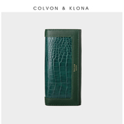 Colvon Klona22钱包女士欧美风鳄鱼纹时尚手拿包多功能钱包女