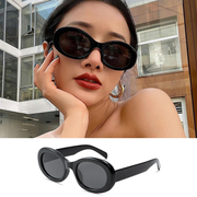 欧美复古椭圆形墨镜女ins高级感韩版vintage猫眼太阳眼镜2023