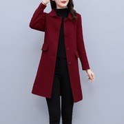 毛呢外套2022年女秋冬大码显瘦时尚韩版百搭红色喜庆呢子大衣