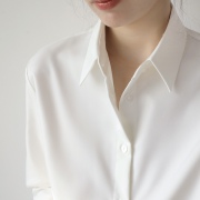 xiner简约通勤白色衬衫女长袖高质感(高质感)不易皱基础款叠穿打底衬衣