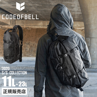 日本codeofbell男潮流黑色，大容量防水运动出行单肩后背包