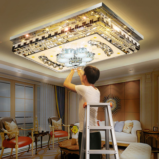 客厅灯2023年长方形，水晶灯轻奢现代简约卧室灯led吸顶灯灯具