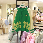 benettonkids韩国童装24春款儿童单排扣拼接色针织开衫外套