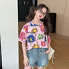 女童夏装短袖t恤2024韩版洋气童装，中大童夏季网红半袖上衣潮