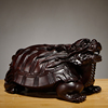黑檀木雕龙龟摆件红木工艺品家居玄关龙龟 实木雕刻木质龟 长寿龟