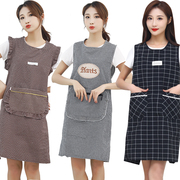围裙韩版时尚中老年坎肩，马甲工作服纯色简约护衣罩衣厨房耐脏