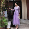 浪漫满屋浅紫色仙美礼服，连衣裙精致刺绣名媛宴会，长裙2024春季