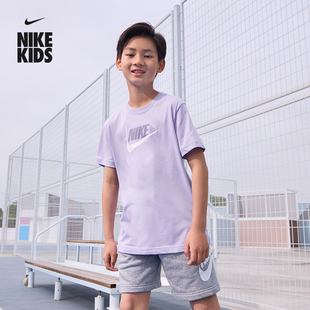 Nike耐克儿童大童女童T恤夏季纯棉宽松运动轻便针织棉FD0928