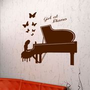 客厅卧室沙发背景墙贴学校音乐教室墙贴琴行墙贴纸漂亮女孩弹钢琴